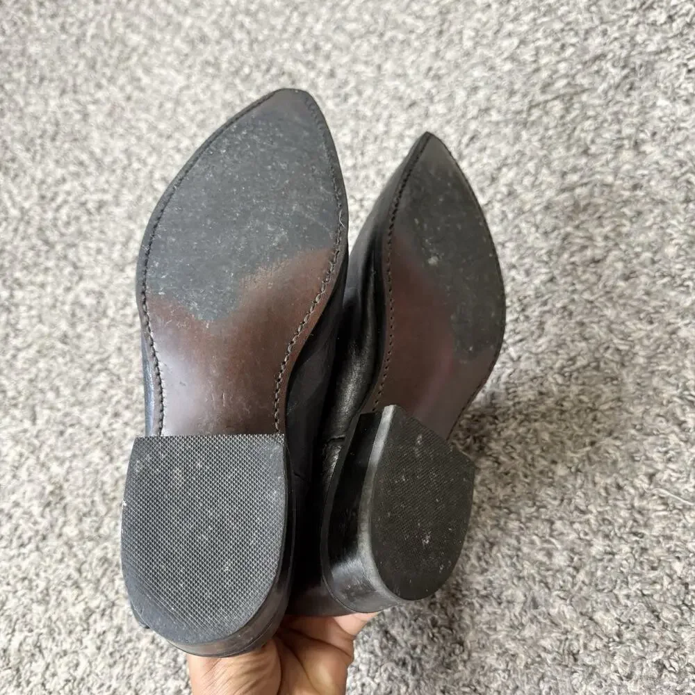 Vintage 80s Dingo Slouch Black Leather Boots Men’s Size 9 D Pointed Toe READ